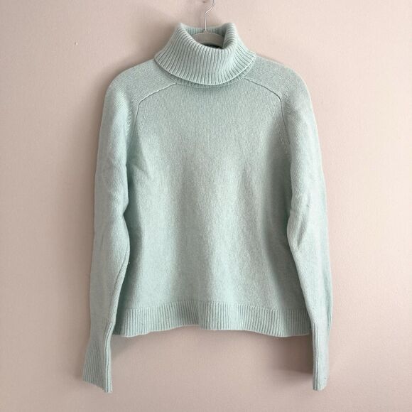 J. Crew Womens Wool Cashmere Long Sleeve Turtleneck Sweater Size XL Mint Green - Picture 1 of 7